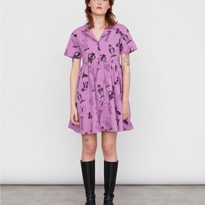 Lazy Oaf Lilac Graphic Mini Dress